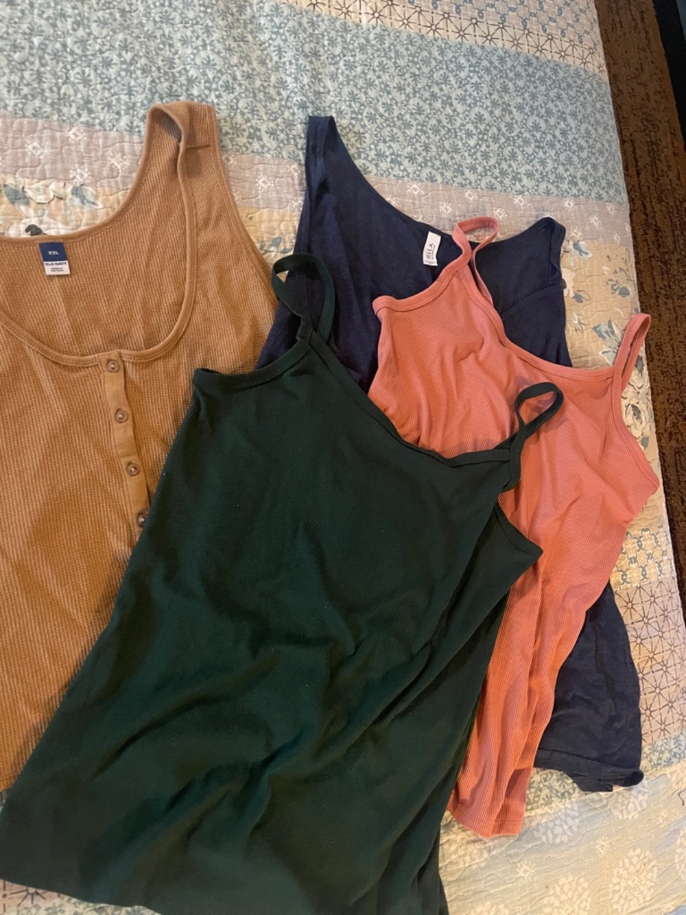Old Navy Women's Tank Tops - Forest Green, Navy, Gold & Dusty Rose